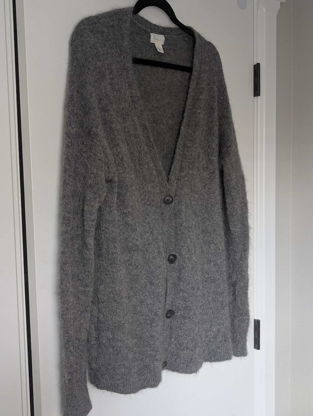 Caslon Alpaca Blend Cardigan Sweater Eclectic Grandpa Cozy Gray Classic Size M